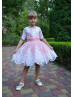 White Lace Mauve Tulle Trendy Flower Girl Dress